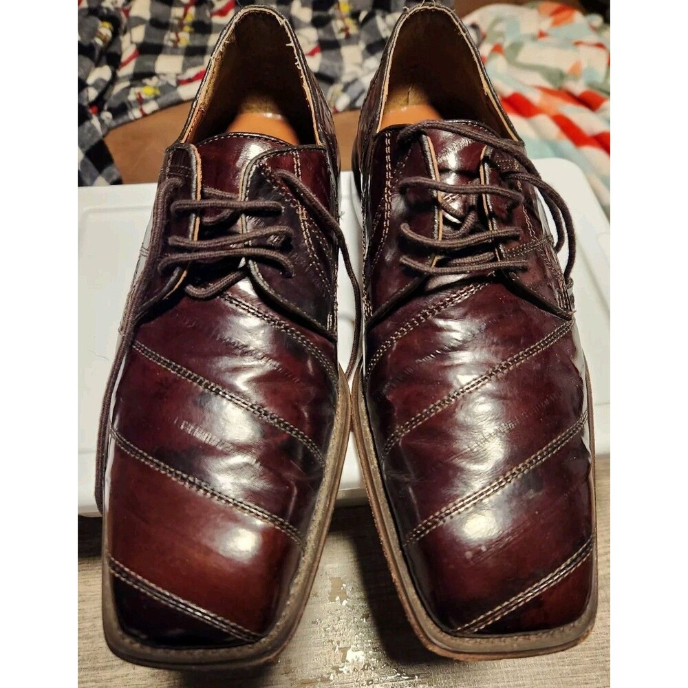 GIORGIO BRUTINI PRIVATE COLLECTION GENUINE EEL SKIN SQUARE TOE SHOES MEN'S 9 M